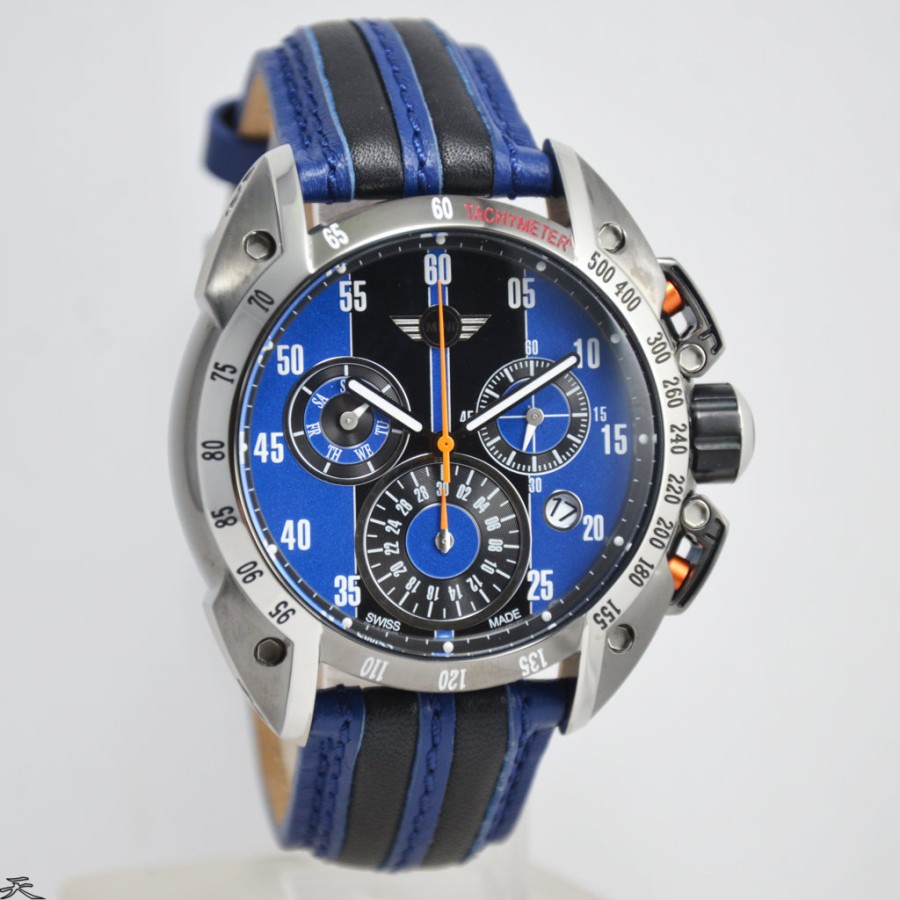 MINI 160113 - Jam Tangan Pria Mini Cooper Kulit Original - Black Blue