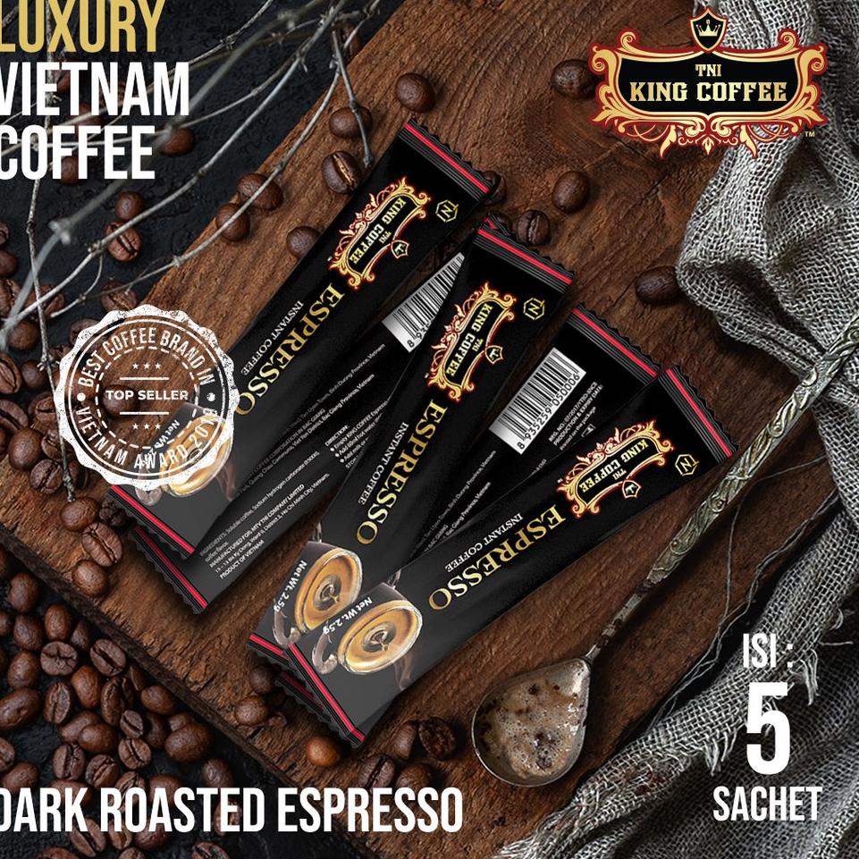 

Viral✅ Bagus!!!!!! [REAL COFFEE] King Coffee Espresso 5 sachet Kopi Pahit Instant No Sugar Kopi Vietnam by Trung Nguyen Produsen Kopi G7
