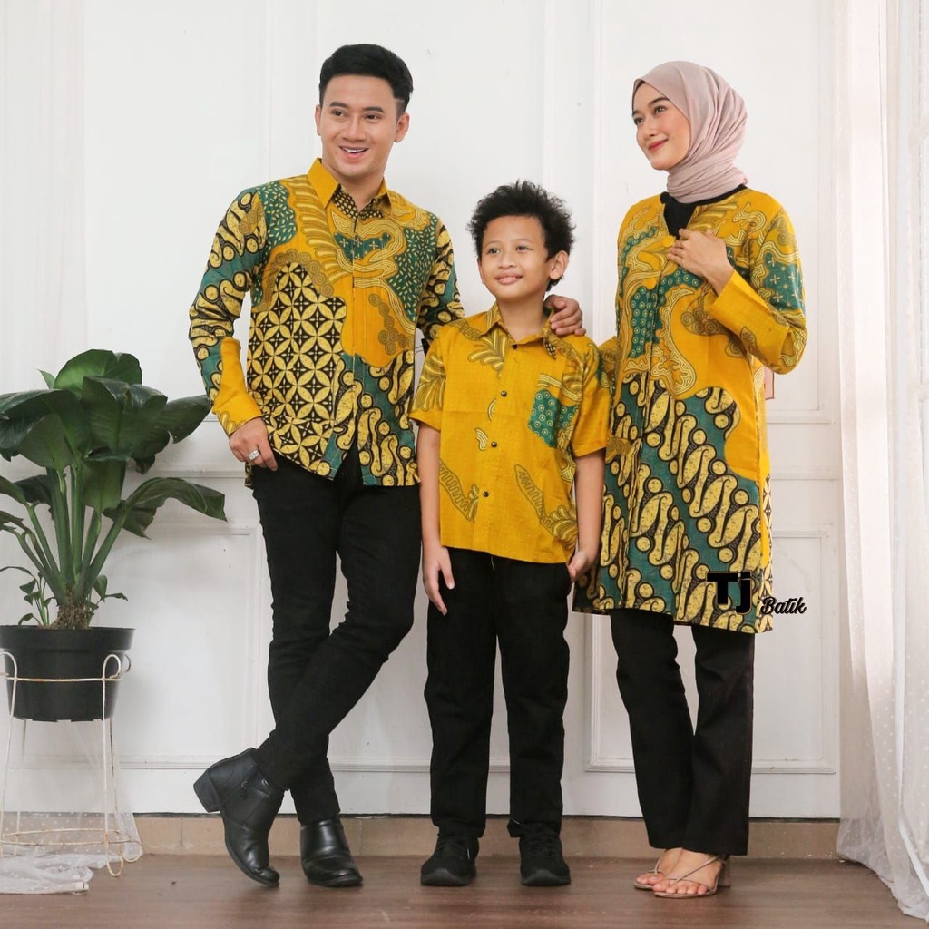 Batik Sarimbit Keluarga Papa Mama Anak Original Premium Kekinian / Baju Kondangan Keluarga Elegan