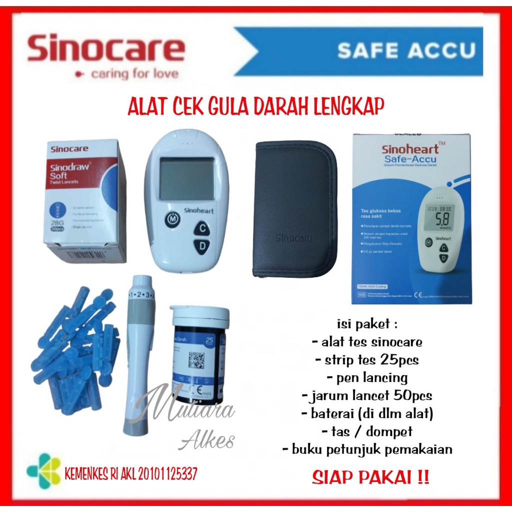 SAFEACCU SINOCARE Alat Cek Gula Darah / Alat Cek Glucose SINOHEART