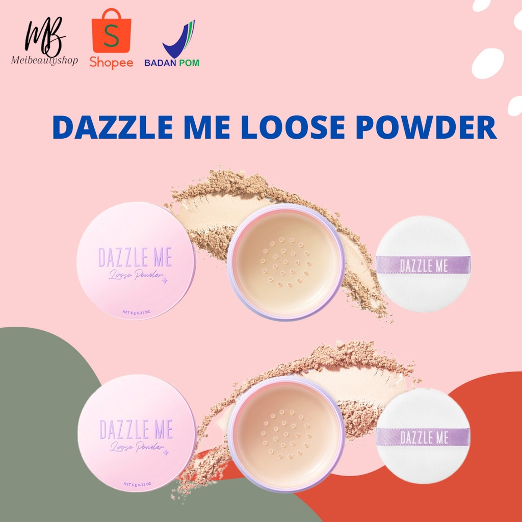 DAZZLE ME Always Setting Loose Powder BPOM | Super Soft Smooth Bedak Tabur Natural Translucent Kosmetik