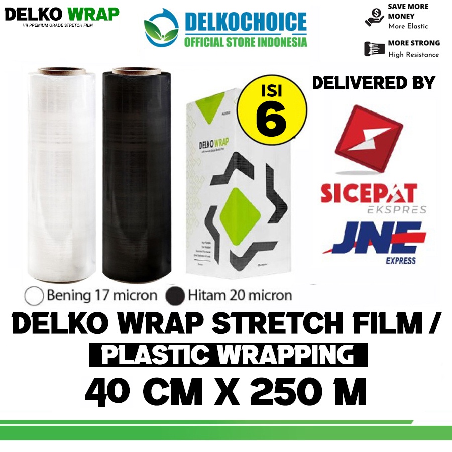 

Plastik Wraping Stretch Film 40cm x 250meter WRAPPING Pembungkus DELKOWRAP / DUS KARGO