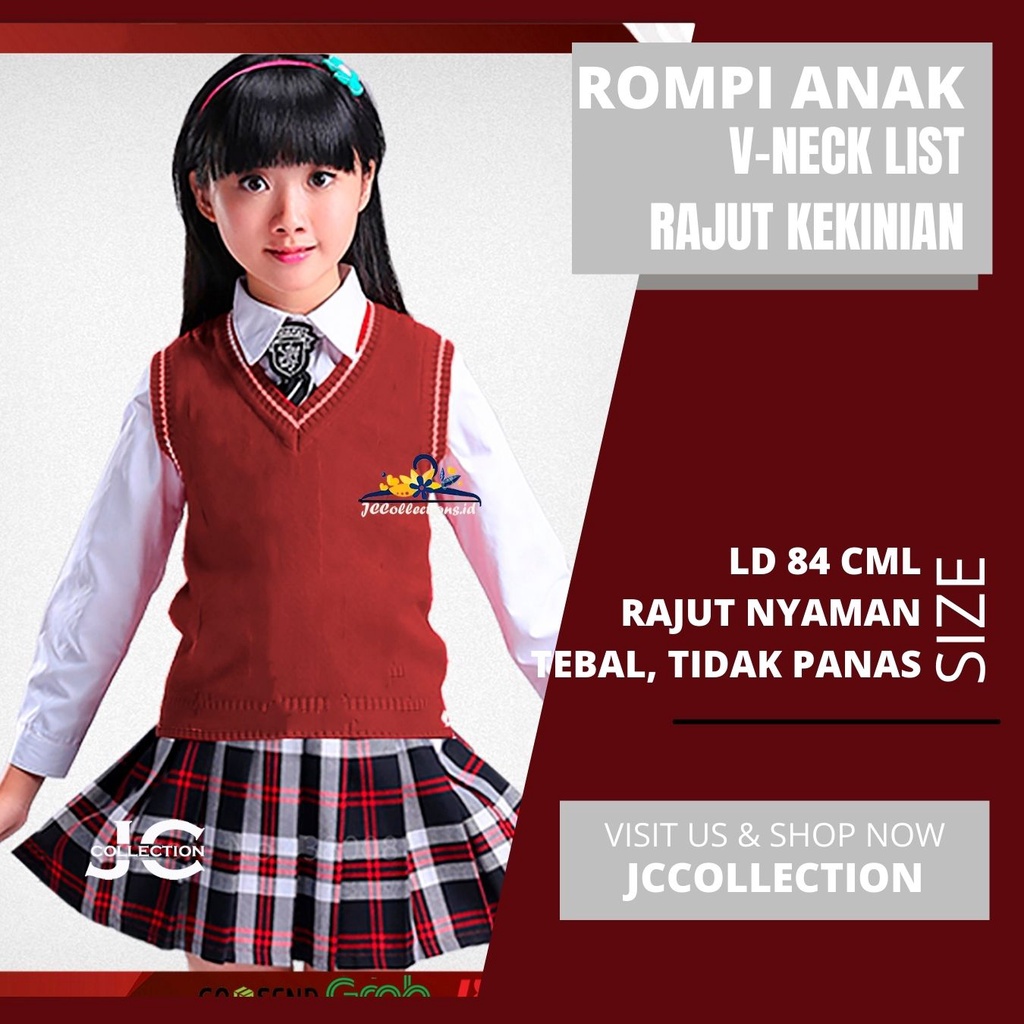 Vest Rompi Rajut Anak Perempuan List Korea Nathania - JCCollections