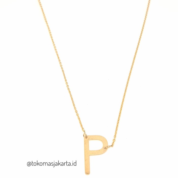 Kalung Nori Liontin Huruf P Emas Kuning 3.5gr