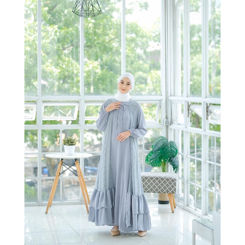 LIMITED - HELEVA DRESS OUTER BRUKAT DRESS WANITA AIRFLOW CRINKLE PREMIUM - EID SERIES