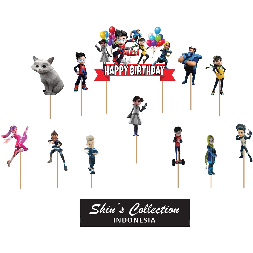 Cake topper Ejen Ali New set isi 12 pcs