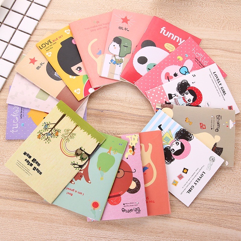 BUKU TULIS MINI MOTIF KARTUN LUCU / BUKU CATATAN MINI / BUKU KECIL / BUKU DIARY MINI / MEMO /  NOTEBOOK MINI