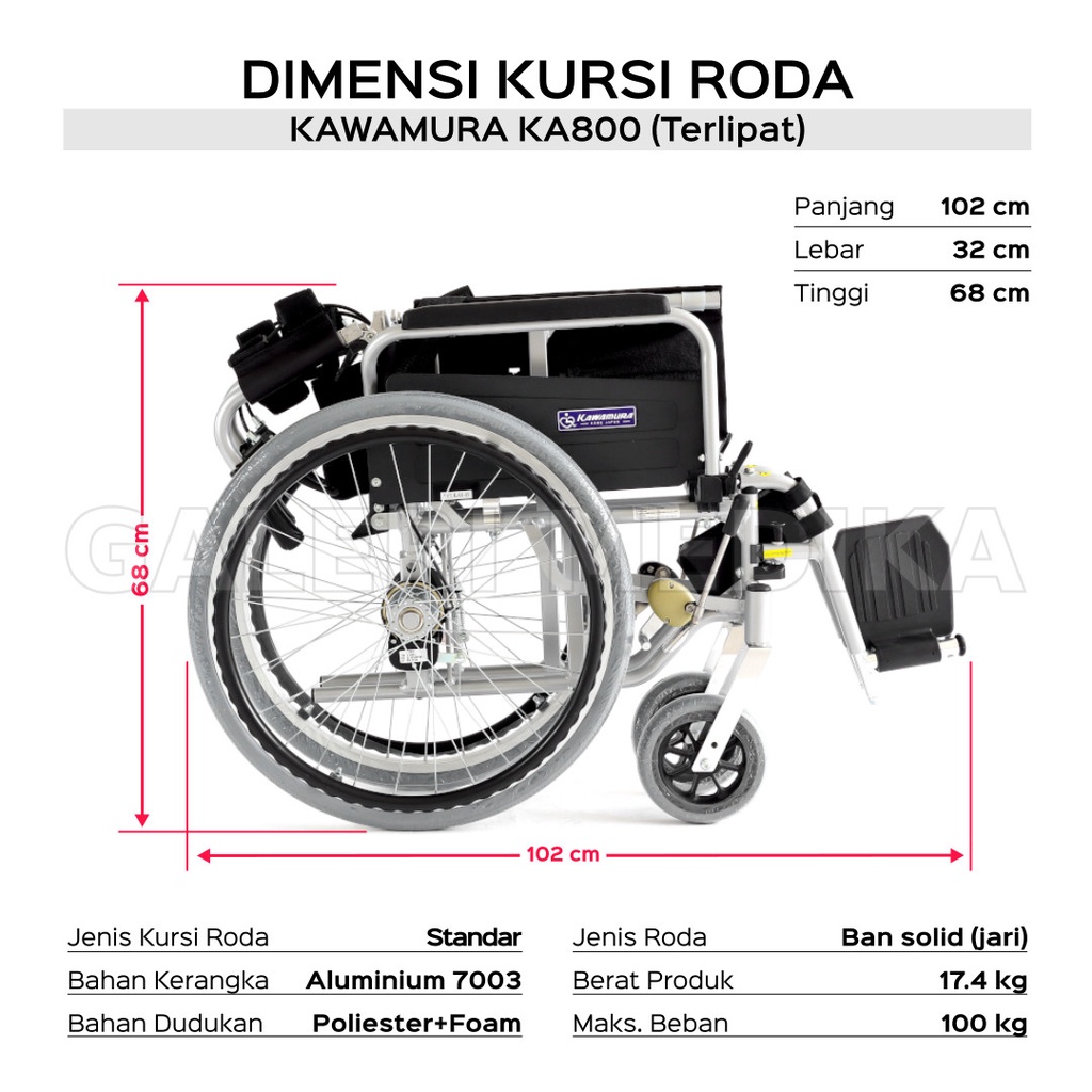 Kawamura KA800 Comfort Model - Kursi Roda Jepang Dengan Bantalan Busa yang Nyaman / Kursi Roda Kawamura KA800 Comfort