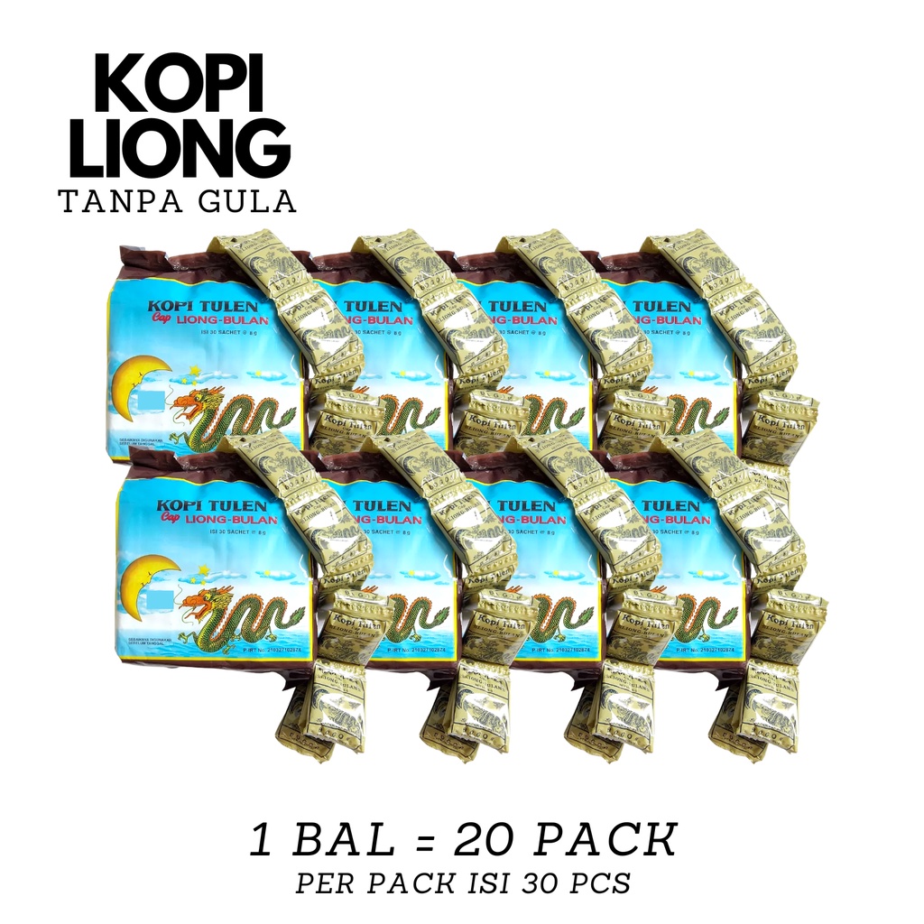 

[BAL] Kopi Liong Bulan TANPA Gula 1 Bal/Dus/Kardus Isi 20 Buah