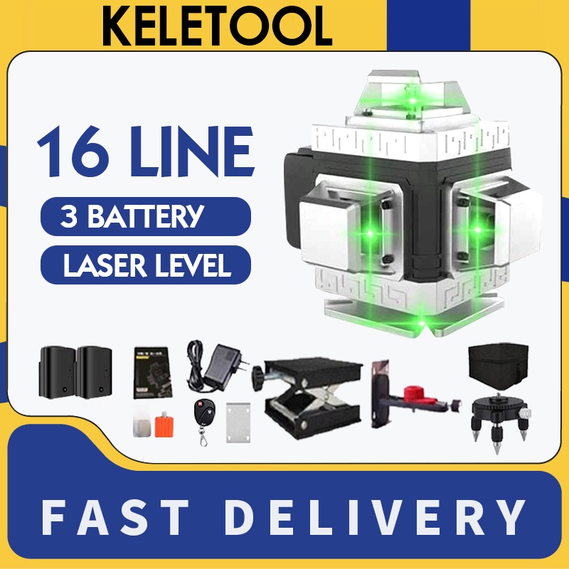 Laser Level Bangunan Waterpass Laser Keramik Laser Level Leveling 4d 16 Line Digital Meteran Laser