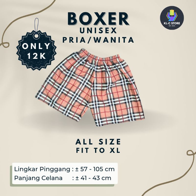 GRATIS ONGKIR CELANA PENDEK BOXER KOLOR MURAH Motif Kotak Merah Muda PINK Murah Unisex Pria Wanita G