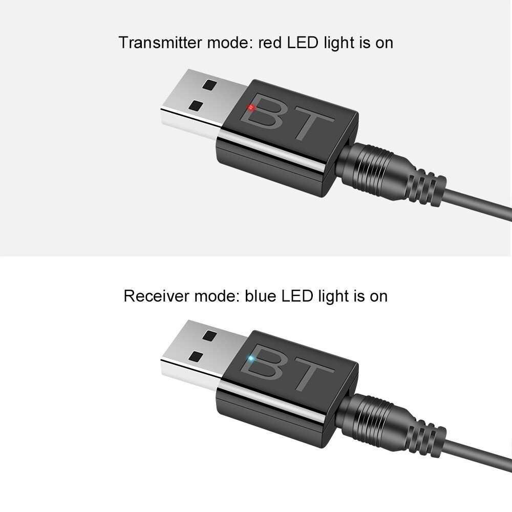 USB Audio Bluetooth Dongle 5.0 2in1 Transmitter Receiver AUX - JC521 - Black