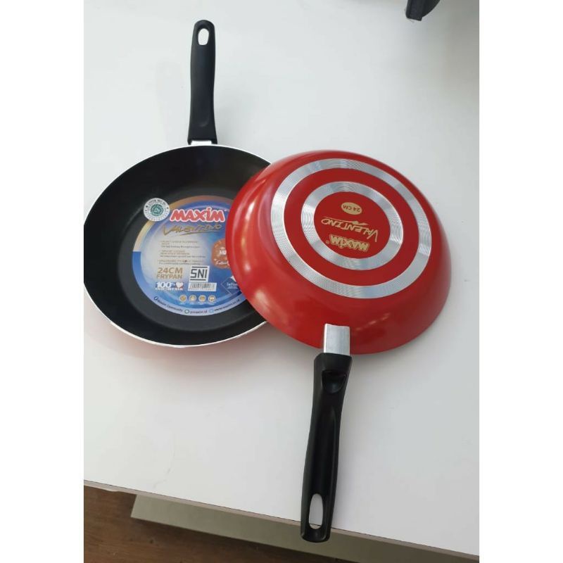 Maxim Valentino Teflon penggorengan 12 cm - 26 cm frypan anti lengket wajan valentino Teflon Maxim Wajan Cetakan Anti karat Fry Pan Maxim Teflon Penggoreng Wajan Valentino Ukuran 12 sampai 26