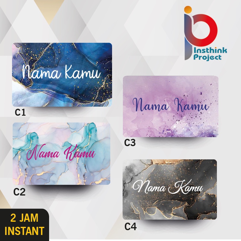 Custom E-Card Printed bukan stiker -  Seri Marble Name