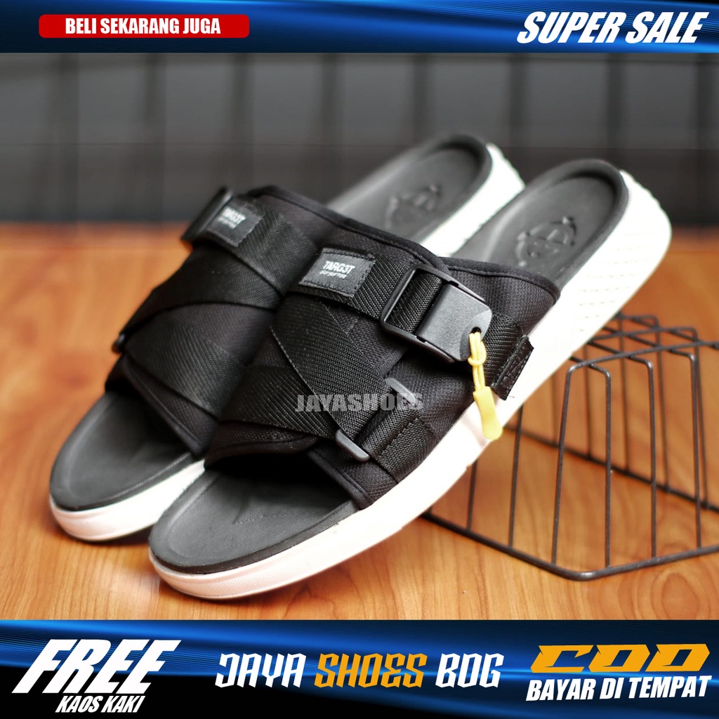 KORKOA Sandal Kasual Slop Pria Sendal Slide Pria Hitam Original Distro Simple Trendy Kekinian