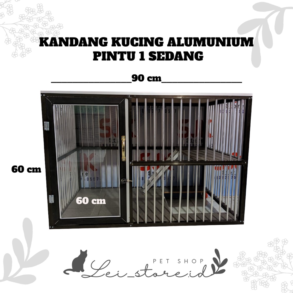 Kandang Kucing Alumunium_Sedang Pintu HITAM