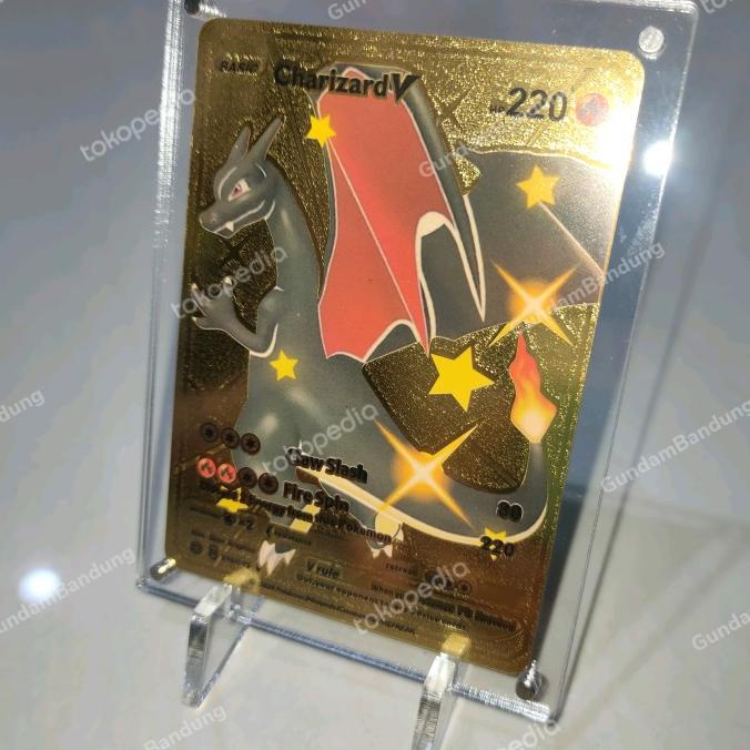 =====] CHARIZARD V SHINY GOLD COATING METAL POKEMON VMAX VSTAR LIMITED STUDIO