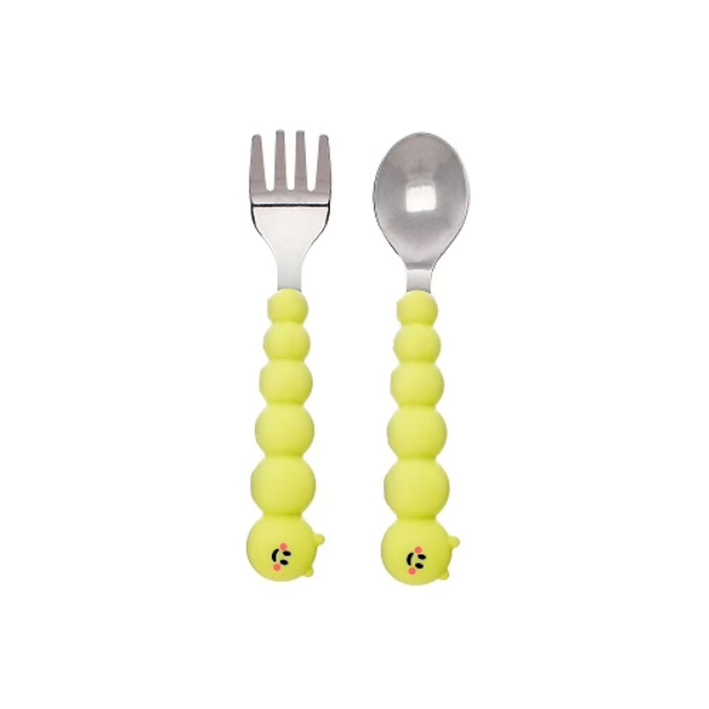 MELII BABY SILICONE CATERPILLAR SPOON &amp; FORK SET