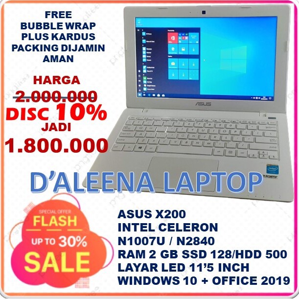 LAPTOP ASUS X200 LAPTOP PEKERJA LAPTOP MAHASISWA LAPTOP PELAJAR LAPTOP SSD LAPTOP SLIM