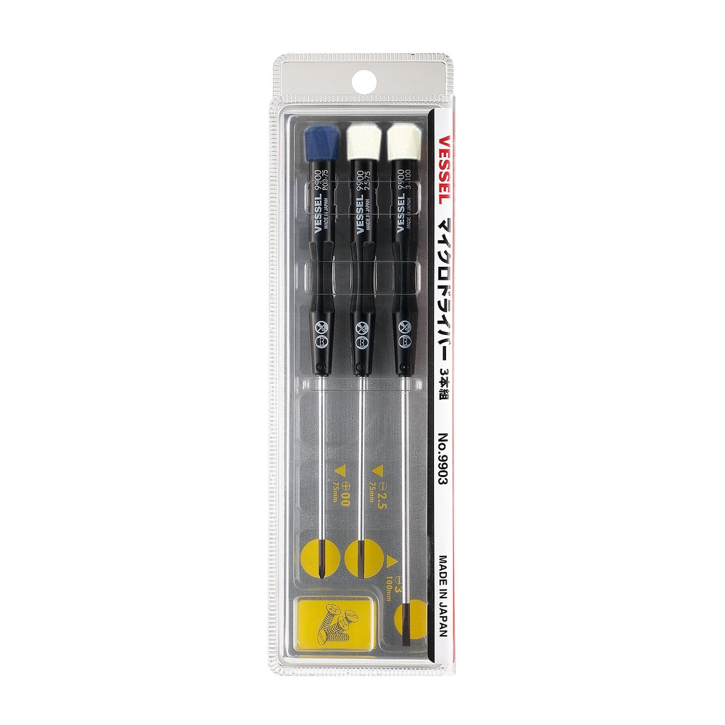 Micro Screwdriver Set Vessel 9903 Obeng Mini 3-Piece