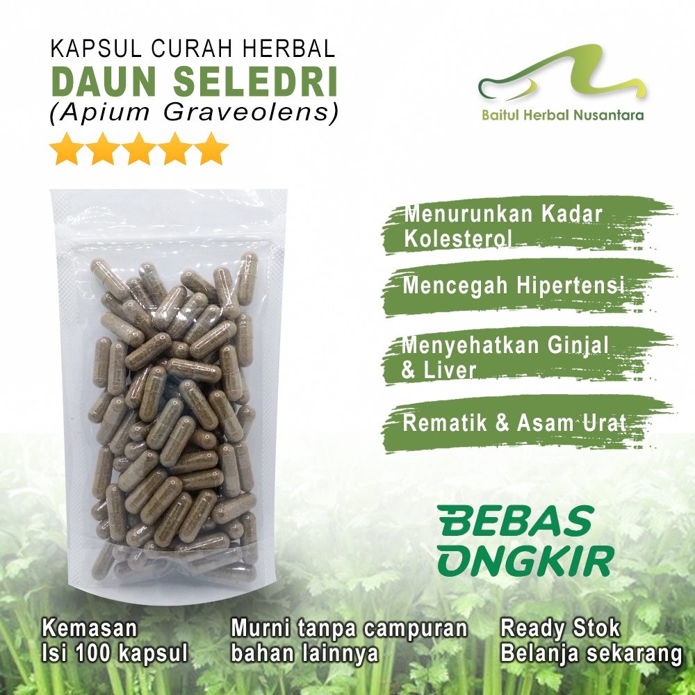 

DAUN SELEDRI 100 Kapsul Herbal Kolesterol Libido Jerawat Rambut Rontok
