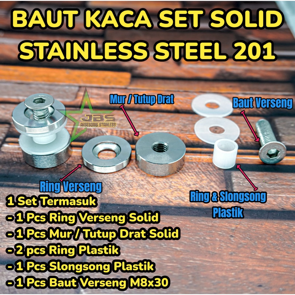 BAUT KACA SET SOLID STAINLESS SUS 201