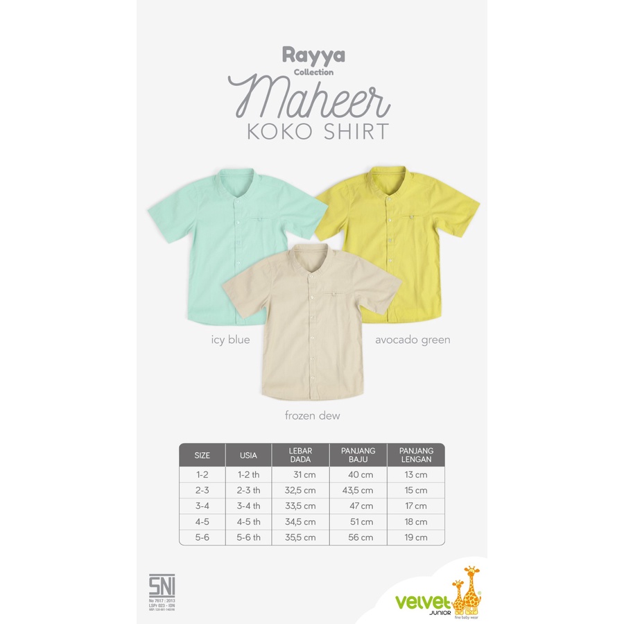 Velvet Junior Rayya Series | Maheer Koko Shirt | Baju Koko Anak