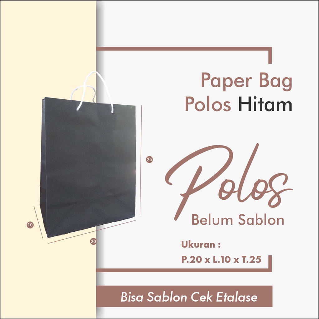 

PAPERBAG HITAM free SABLON. ukuran 20x10x25 . tas kertas, tas pernikahan