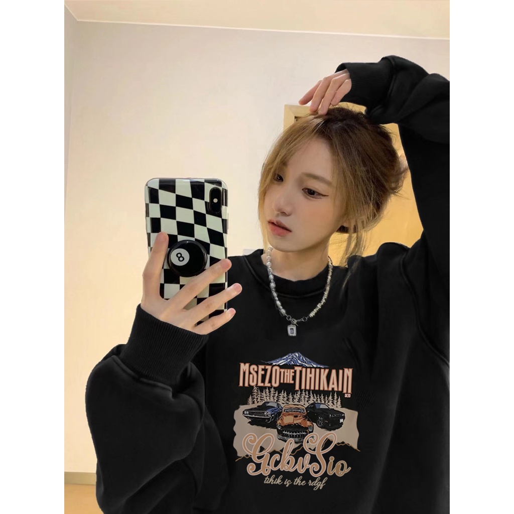 Sweater car  kaos oversize baju korean style wanita/atasan kaos wanita lengan panjang