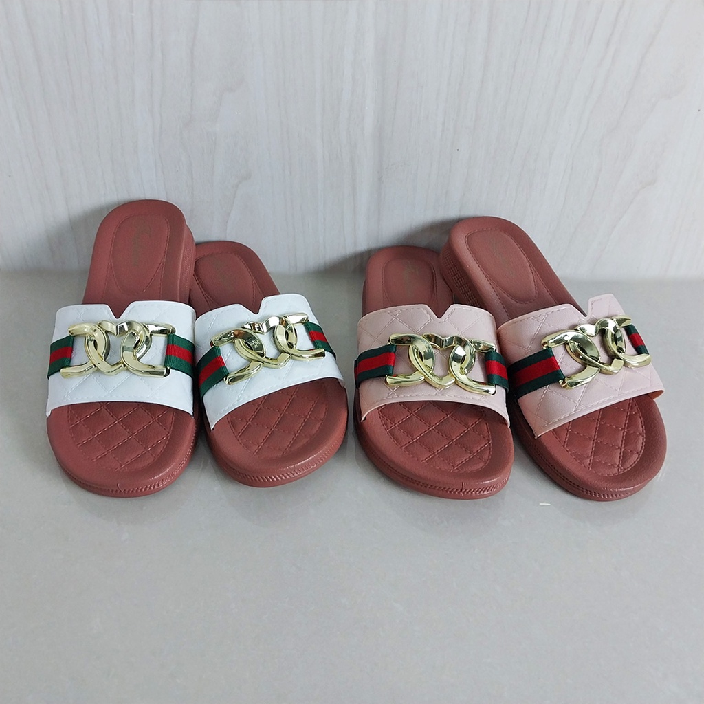 CYS Sandal Flat Wanita Cewek Sendal Jalan Wedges Flip Flop Jelly Karet PVC Anti Slip Kekinian Elastis Ringan Lembut Aksesoris Model Selop Korea Fashion Style Import Elegant Slip On SPT-50