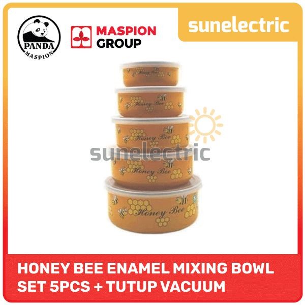 Rantang Maspion Ena Honey Bee Mixing Bowl Enamel Set 5 Susun Mangkuk / Rantang