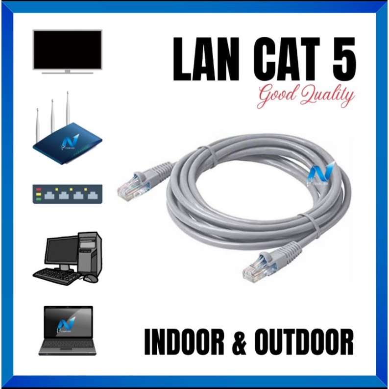 KABEL LAN SIAP PAKAI 10M 15M 20M 25M 30M 35M 40M 45M 50M CAT 5e / KABEL UTP 10-50M METER HIGH QUALITY FREE CRIMPING RJ-45 DAN PLUGBOOT