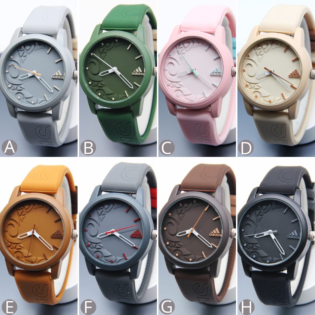COD Jam Tangan Wanita Adidas Tali Karet Casual Body Bulat Knop Gerigi