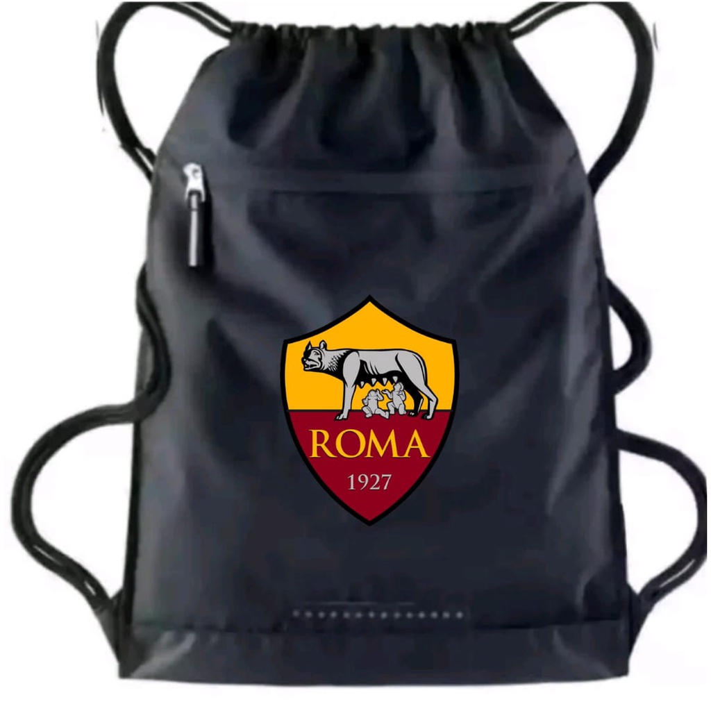 Tas Serut pria stringbag selempang olahraga Logo A S Roma | Liga Italia | tas travel serut Waterproof resleting