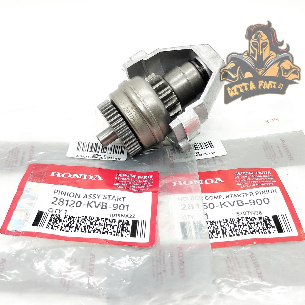 PINION ASSY STARTER PLUS TUTUP PINION HONDA KVB GRANAT GIGI KUALITAS ASLI ORIGINAL HONDA AHM PRESISI BERFUNGSI DENGAN BAIK AWET PINION STATER BEAT PINION STATER SCOOPY PINION STATER SPACY PINION STATER VARIO GRANAT GEAR PINION ASSY STARTER GEAR