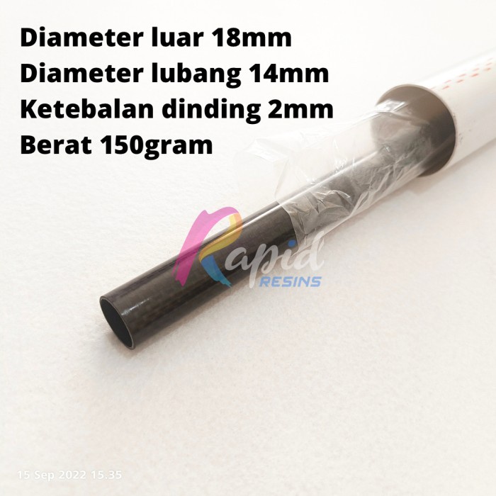 Pipa Carbon Tube 18 x 14 x 1000 mm Tabung Serat Karbon 3K od 18 id 14