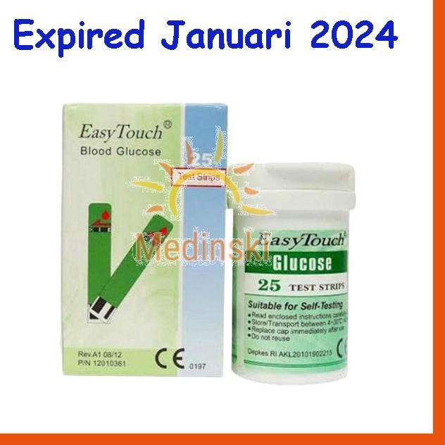 ✬ Easy Touch Strip Tes Cek Gula Darah Isi 25 Stik Gds Glucose EasyTouch ♚