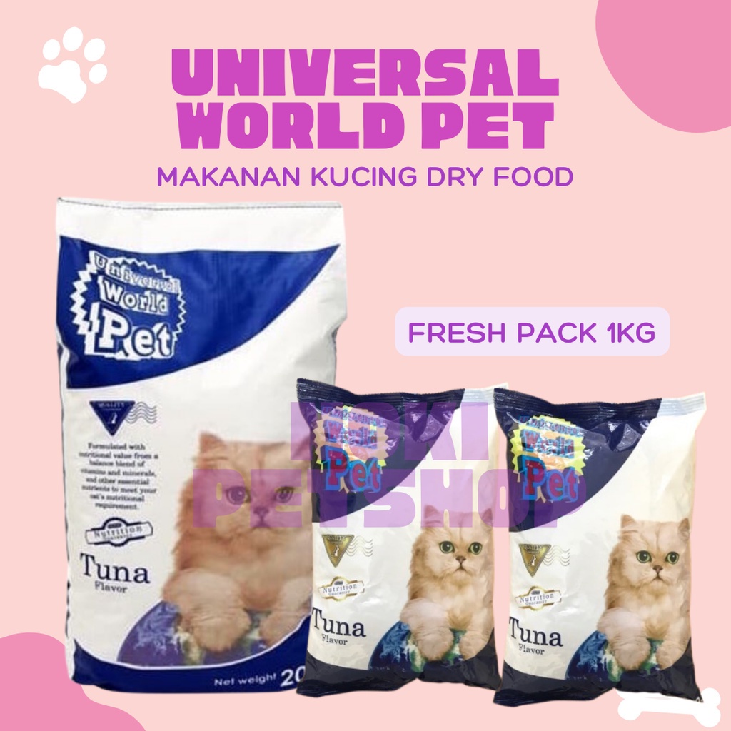 [BISA COD] MAKANAN KUCING UNIVERSAL WORLD PET TUNA REPACK 1 KG UNIVERSAL TUNA 1 KG DRY CAT FOOD MAKANAN KUCING DEWASA MAKANAN ANAK KUCING PAKAN KUCING PERSIA / UNIVERSAL KITTEN 800 GRAM