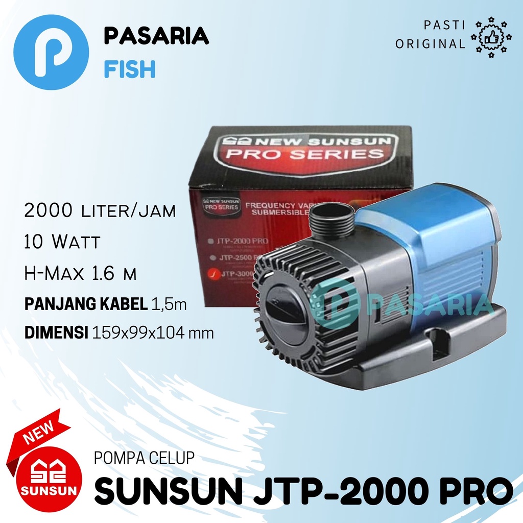 NEW SUNSUN PRO JTP2000/JTP 2000 Pompa/Pumpa Celup Kolam Ikan Rendah Daya