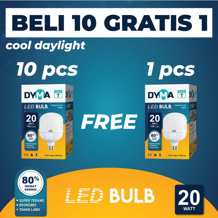lampu led 20watt capsule paket beli 10pc bonus 1pc lampu led dyma PUTIH bulb(F5F1) lampu led kamar l