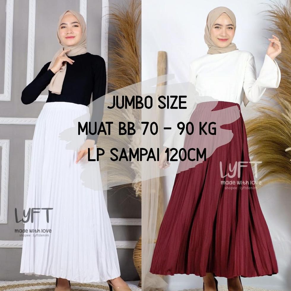 STOK TERBATAS [PREMIUM PLISKET JUMBO] Rok Plisket JUMBO SIZE MAYUNG Premium Quality /Rok Rempel Panj
