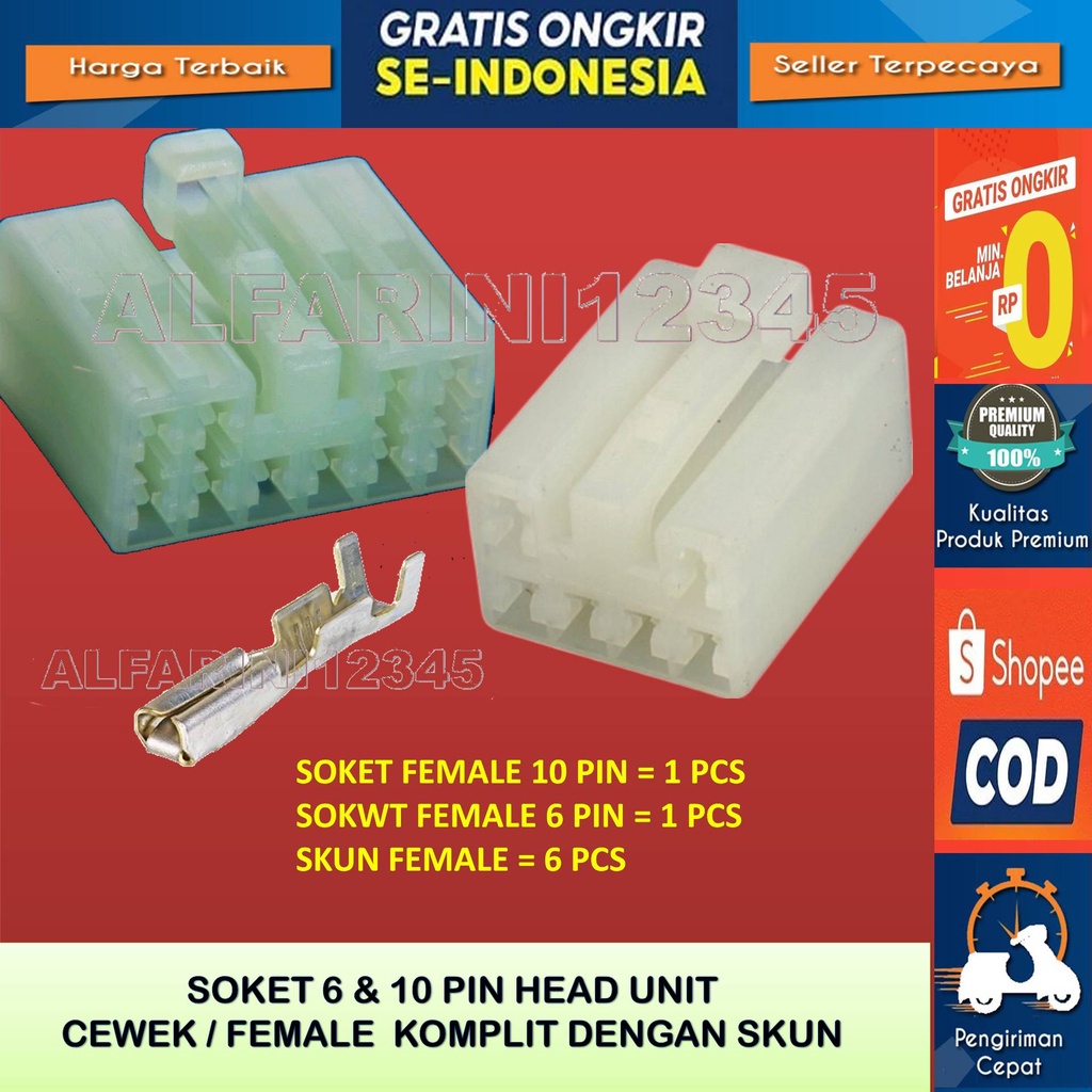 Soket HU Toyota Daihatsu soket head unit  soket audio Toyota Female - Soket 6 & 10 PIN Female