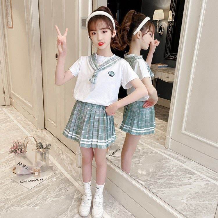 Setelan Rok Anak Perempuan Cute Sailor Japan Rain