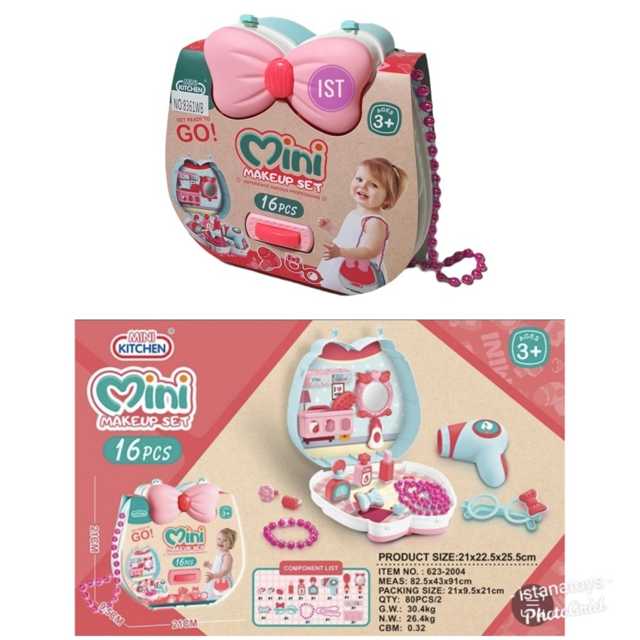 Mainan Tas Koper Mini Make Up Set Isi 16 pcs 623-2004
