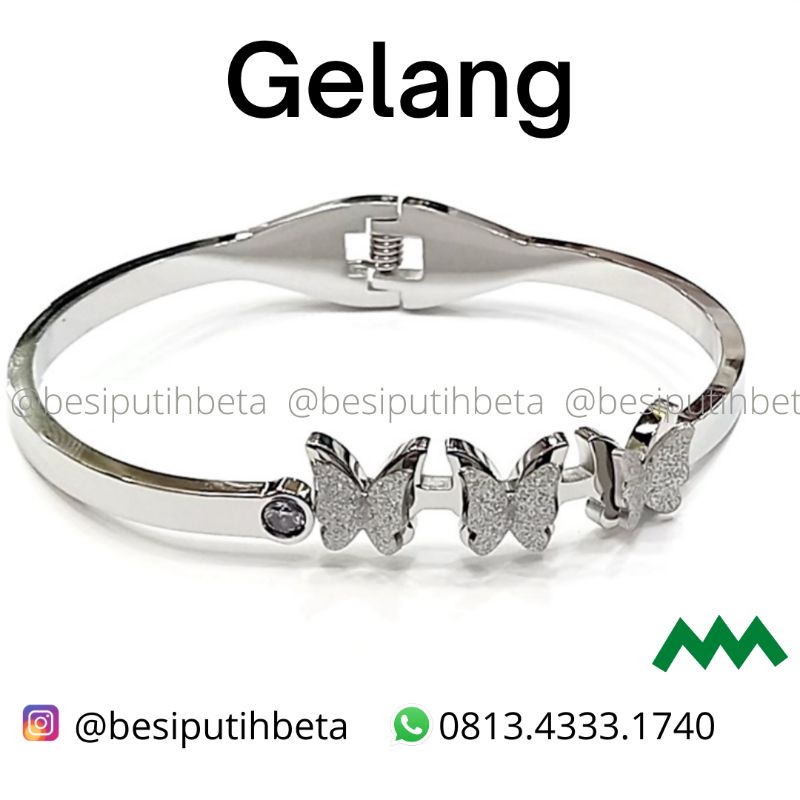 Gelang Tangan Besi Putih asli/gelang kupu /gelang besi putih ambon