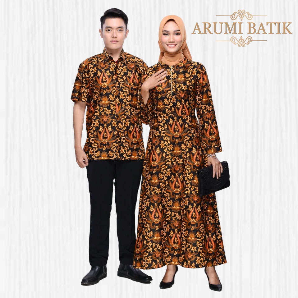 Sarimbit Batik Keluarga Gamis Muslim Busui Lebaran Shakila M - 5L JUMBO