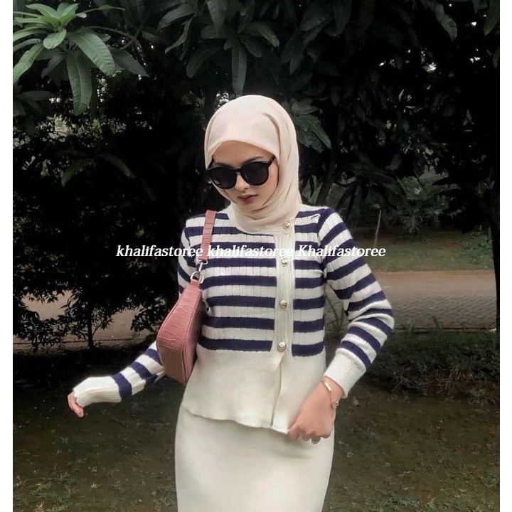 Kardigan rajut wanita/Kardigan rajut stripe/Kardigan rajut/MADDY CARDIGAN