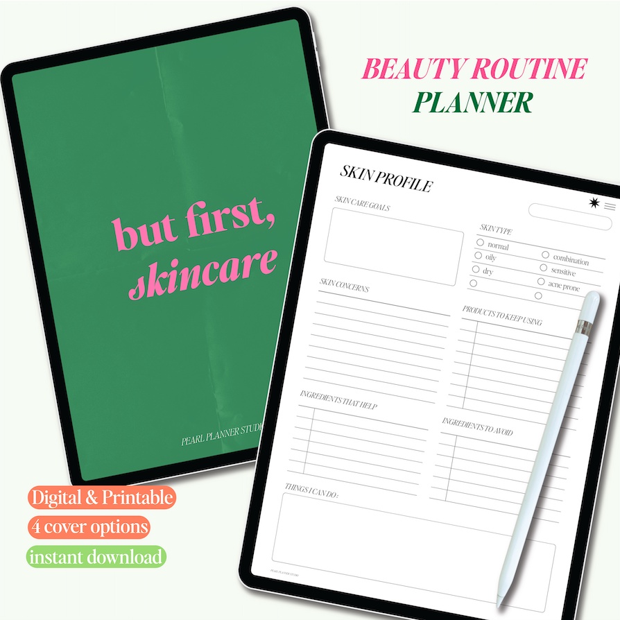 

Beauty Routine Planner Digital and Printable for Hair , Skincare, Bodycare , and Makeup | Digital Planner | Printable Planner