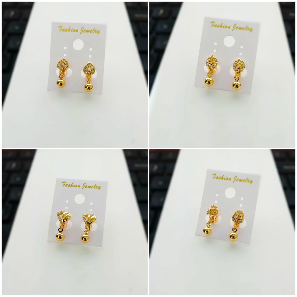 AV117 Grosir Anting Klip Anak Sampai Remaja Anting Juntai Permata