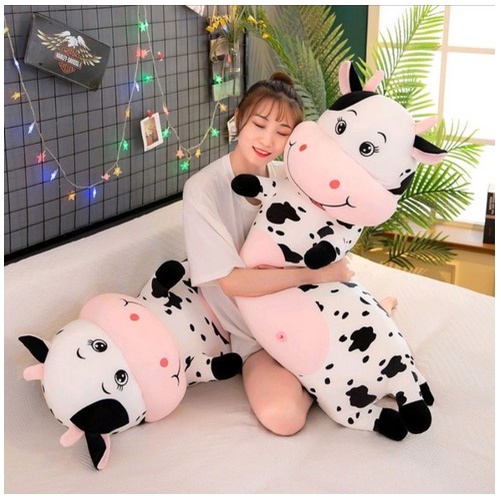 Boneka Guling Sapi 60cm dan 80cm Bahan Plush Import Guling Boneka Sapi 80cm Dan 60cm Lembut Halus